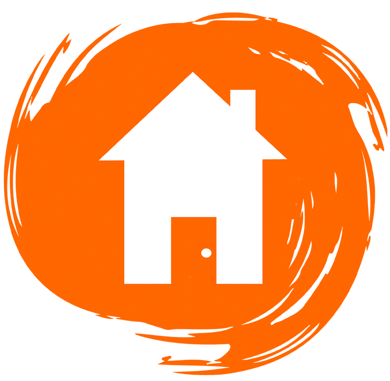 House illustration on orange circle House illustration on orange circle
