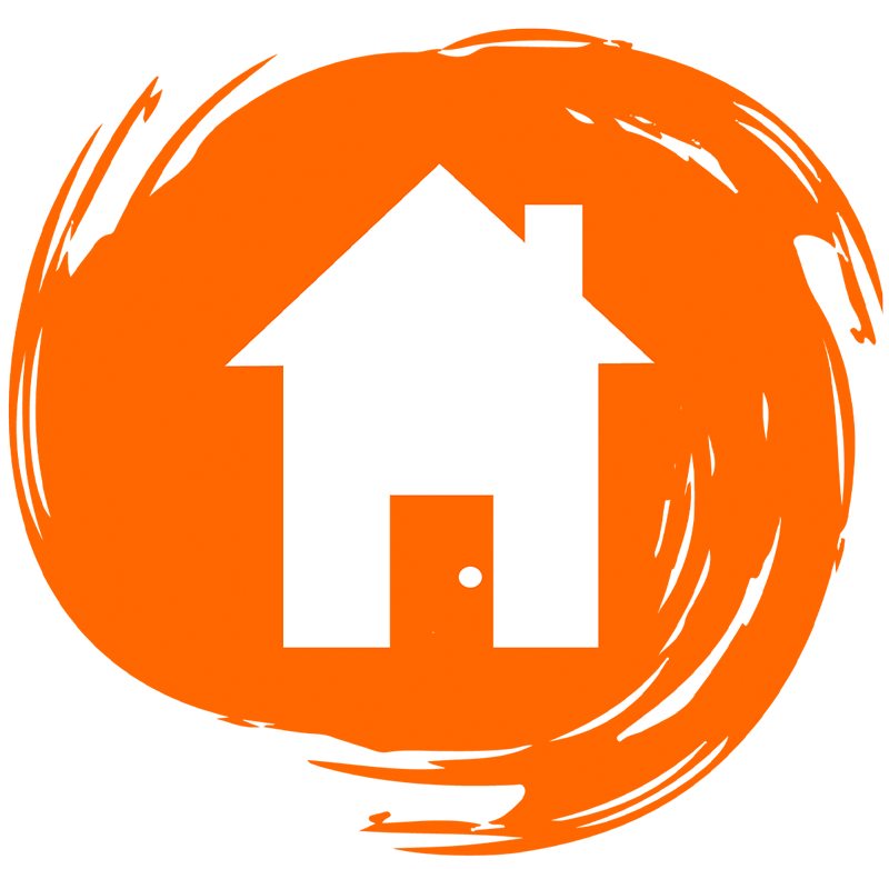 House illustration on orange circle