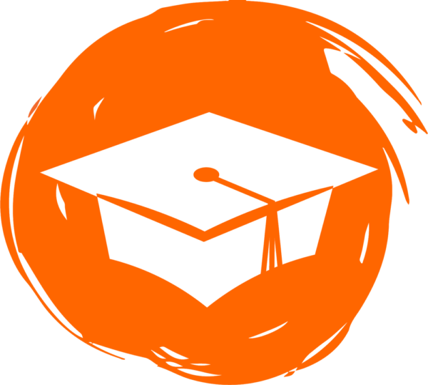 Graduation Cap Icon on Orange Background